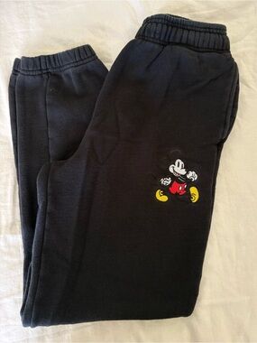 Black Mickey Mouse Sweatpants with Elastic Waist Size: S